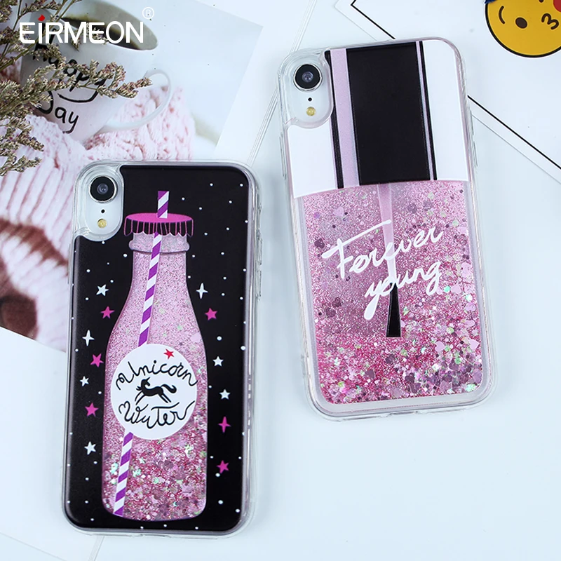 For iPhone XR XS Case Liquid Quicksand Cute Cat Bling