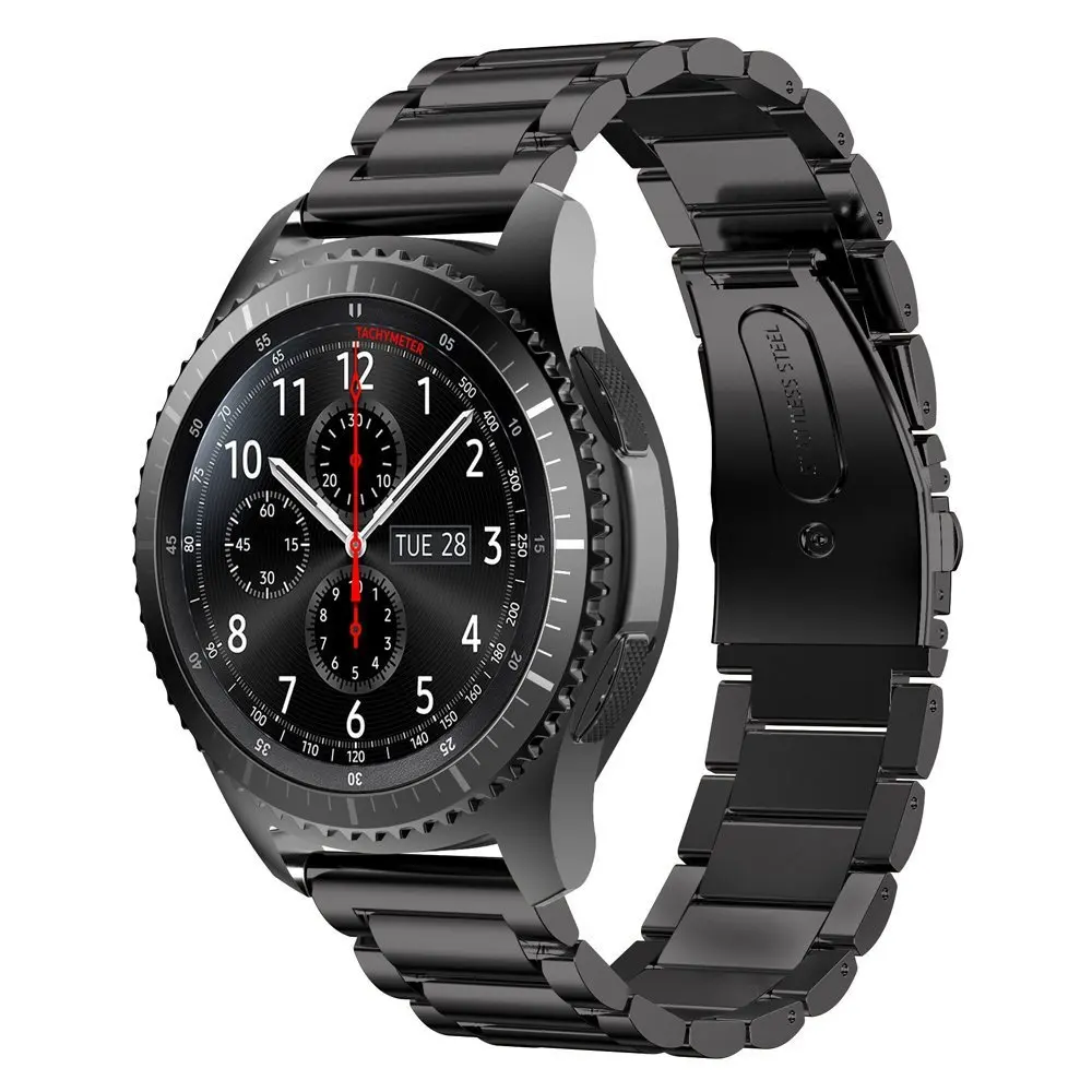 

22mm Stainless Steel Band For Samsung Gear S3 Frontier Classic Watch Strap Metal Bracelet Wrist Black Gold With Metal Buckle