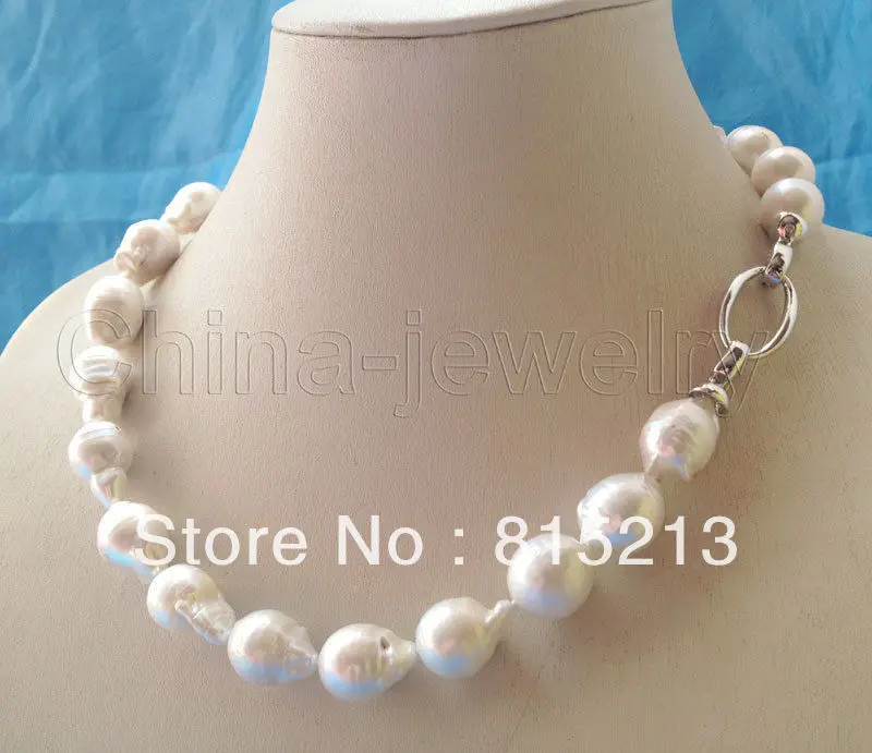 

FREE SHIPPING>>>@@ > N682 22mm white Reborn Keshi baroque FW pearl necklace