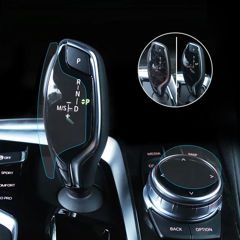 

2PCS PVC Gear Shift Knob Multimedia Knob Protective Film Sticker Cover for BMW 5 Ser G30 G38 2018 Scratch Resistant Coating Trim