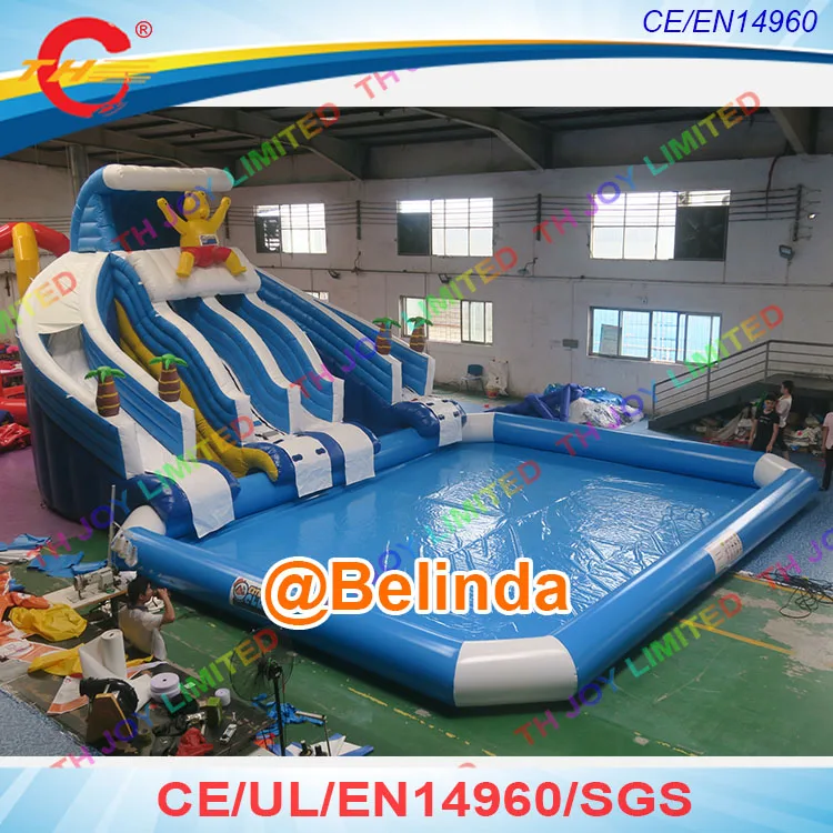 

Free sea shipping, giant water park inflatable pool slide (8x6m inflatable Bear pool slide+10x8m swimming pool)