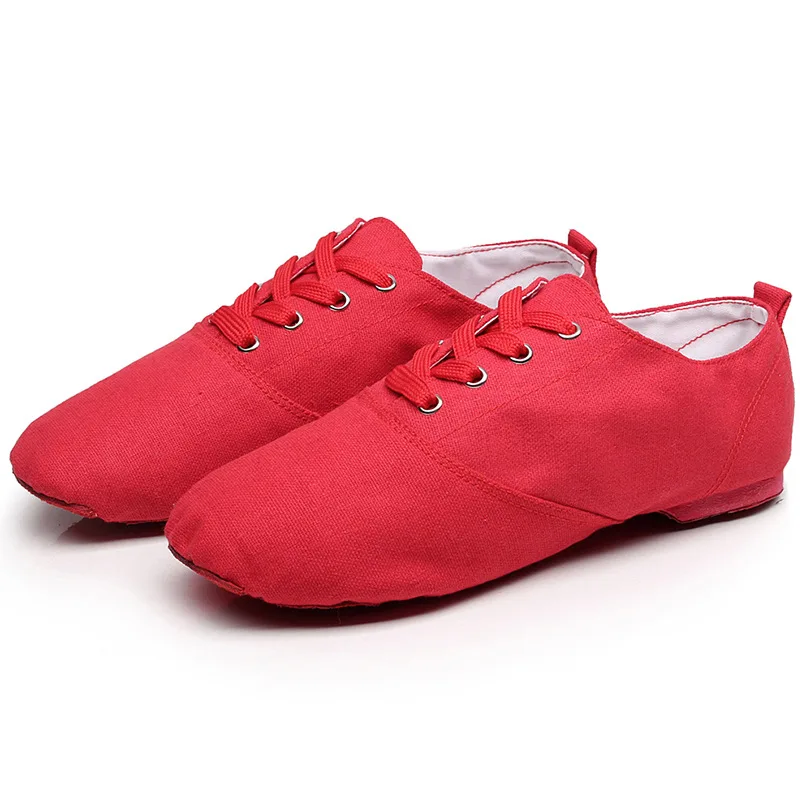 Черный, зеленый, красный холст легкий вес Йога балет Джаз танцевальная обувь для детей джаз обувь, женские кроссовки джаз обувь Дети Женщины Мужчины - Цвет: red