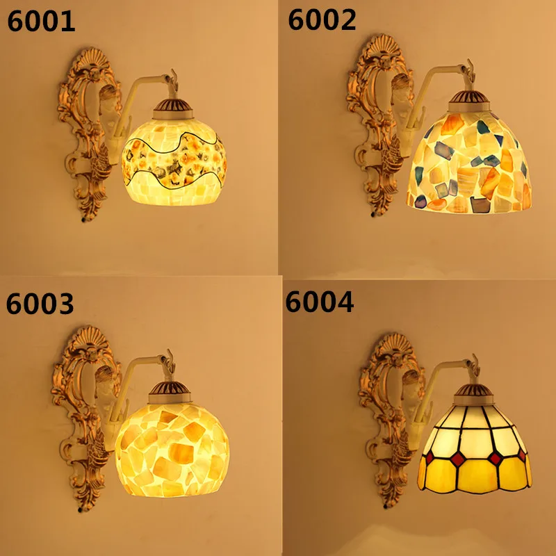 

European style shell lamp bedside Mediterranean garden wall lamp