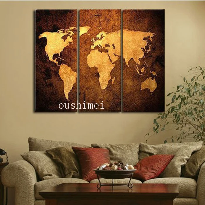 Handpainted 3 Piece Modern Abstract Home Decor World Map Pictures Oil Painting On Canvas Wall Art Map Of The World Room Decor Map Of The World Room Decor Handpainted 3 Piece Modern Abstract Home Decor World Map Pictures Oil Painting On Canvas Wall Art