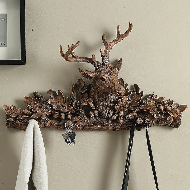 

Hot Wall Decorative Hooks Retro Hand Painted Deer Head Decorative Hook Creative Resin Bathroom Wall Hook Wall Hanging Hook R258