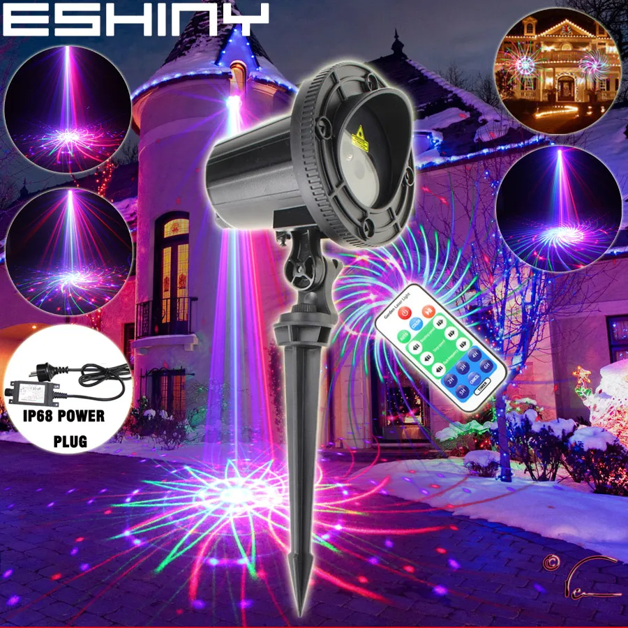 

ESHINY Outdoor Waterproof RGB Laser 36 Pattern Projector Full Holiday House Party Xmas Tree Wall Landscape Garden Light N75T61