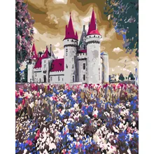 Церковный пейзаж Раскраска по номерам на холсте настенные картины для гостиной домашний декор