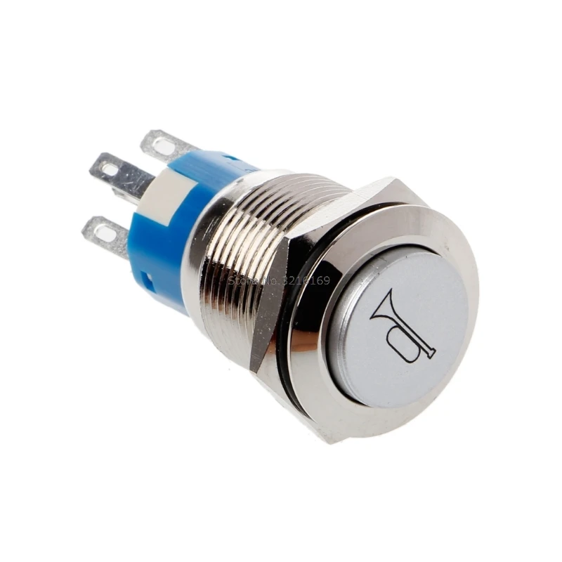 

For 1PC 19mm LED Momentary Horn Button Metal Push Button Lighted Switch 12V Promotion