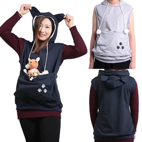 

Women Cat Dog Carrier Clothes Sleeveless Sweatshirt Pet Kangaroo Holder Vest Hoodies Summer Clothes