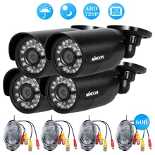 KKmoon 4 шт. 720 P цилиндрическая камера+ 4* 60ft кабель наблюдения поддержка IR-CUT ночного видения 24 шт. инфракрасные лампы для домашней безопасности