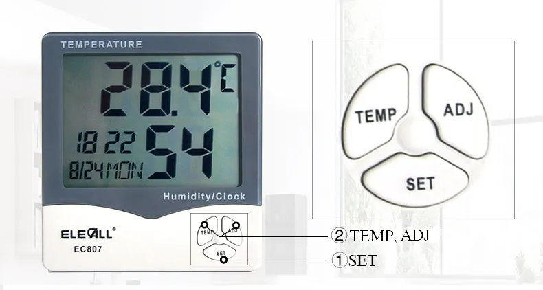 ELECALL EC807 Высокая точность электронный измеритель температуры и влажности термометр гигрометр с часами календарь