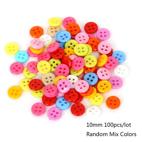 20-200 шт, 2-4 отверстия, пластиковые кнопки из смолы, детская одежда, аксессуары для шитья, разноцветные животные/цветы, Смешанная форма, сделай сам, скрапбукинг - Цвет: 10mm 100pcs round