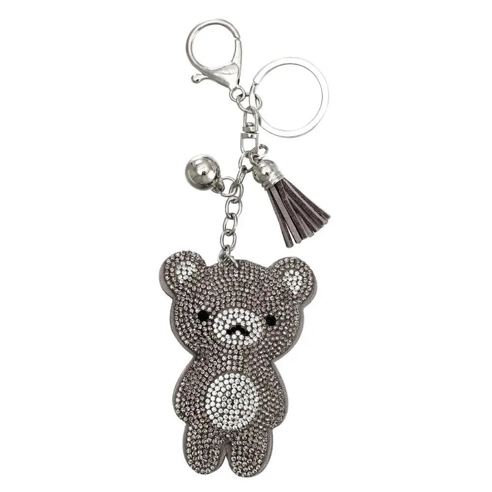 Новая мода из искусственной кожи медведь брелок для ключей с кисточкой для машины, сумки, ключей для женщин кожаный серебряный брелок автомобильный брелок держатель - Цвет: FT087Small