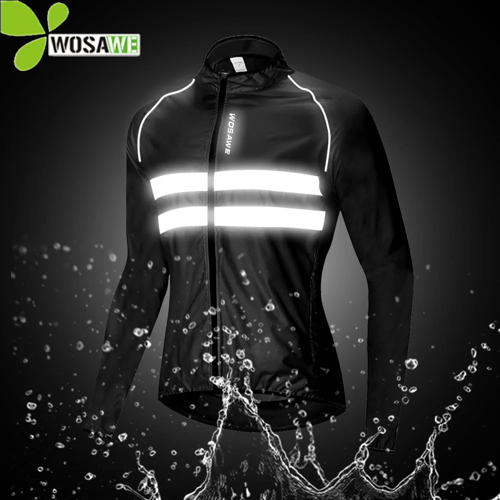 

WOSAWE Waterproof Men's Cycling Jackets High Visibility Windbreaker Bicycle Sports Clothing Reflective Rain Resistence Bike Coat
