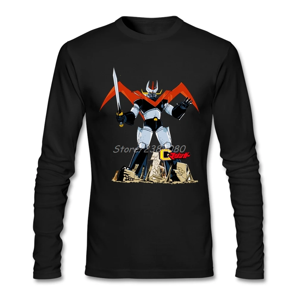 Мужская хлопковая футболка Mazinger Z с длинным рукавом и круглым вырезом | одежда