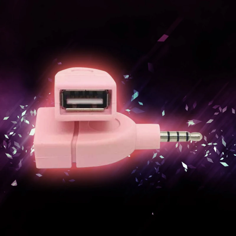 Конвертер, usb-адаптер 2,0 Женский до 3,5 мм Мужской AUX аудио прочный авто разъем Jack удобный преобразования белый/розовый