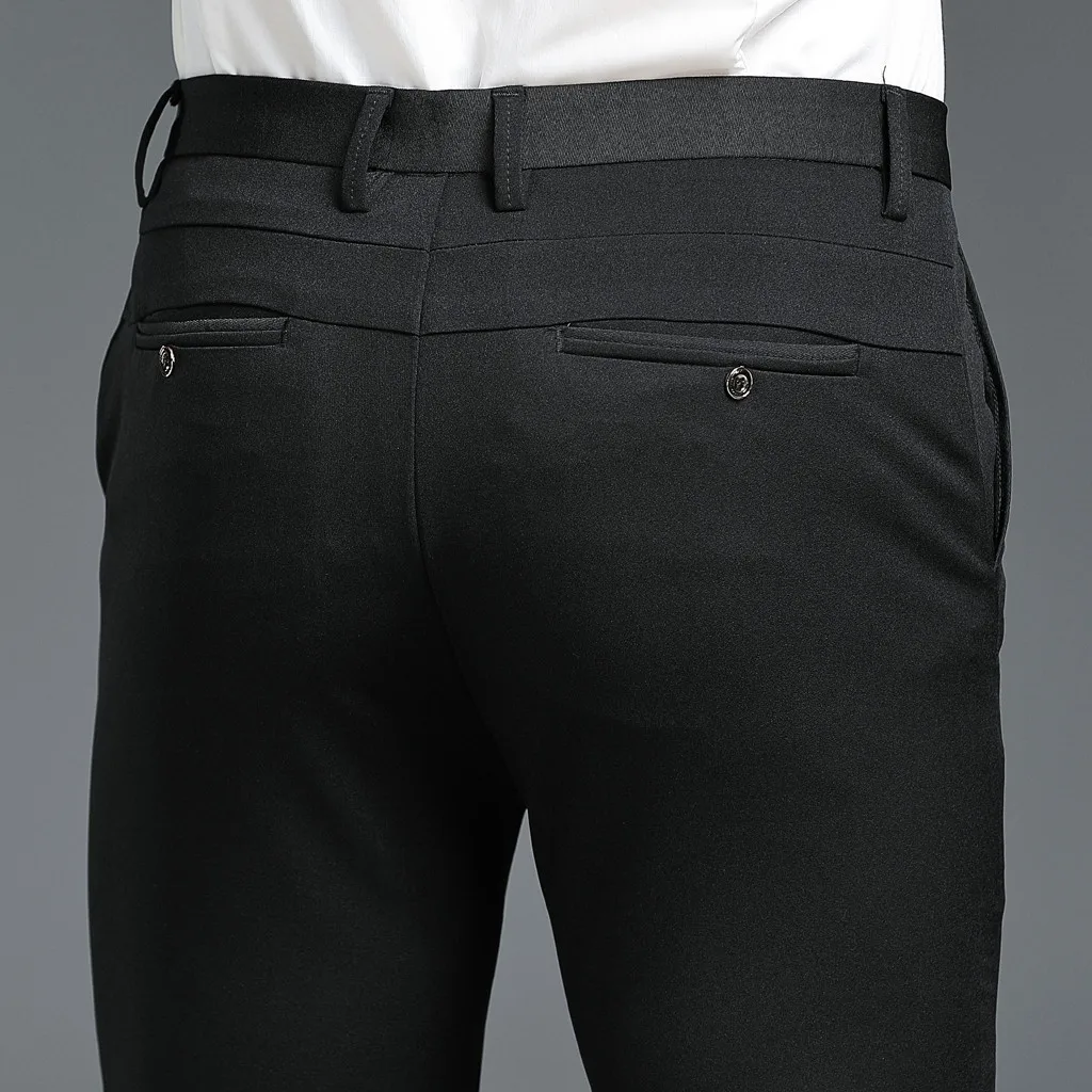 Мужские новые модные однотонные повседневные тонкие на молнии деловые брюки длинные брюки 28-38