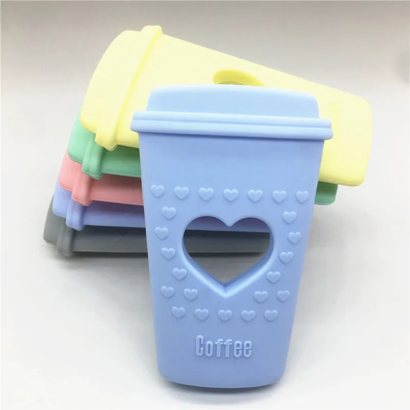 

Chenkai 5PCS BPA Free DIY Cute Heart Silicone Coffee Cup Teether Baby Pacifier Dummy Sensory Pendant Toy Crafts Accessories