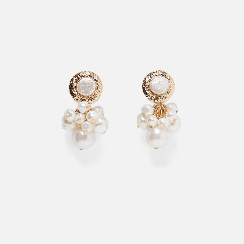 

2019 New Vintage Multiple Pearls Drop Earrings for Women Wedding Trendy Elegant Statement fringe Earring Party ZA Bijoux