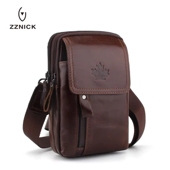

ZZNICK Waterproof Man Genuine Leather Waist Bag Fashion Chest Pack Outdoor Sports Crossbody Bag Casual Travel Male Bum Belt Bag
