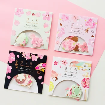 

32pcs/Bag Cute Japanese Sakura Paper Decorative Stickers Hand Account Notebook Decor Stick Label