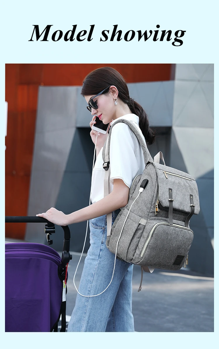 Fashion Diaper Bag Usb Interface Large Capacity Waterproof Mummy Maternity Backpack Nappy Bag Travel Baby Stroller Bag For Mommy (2)