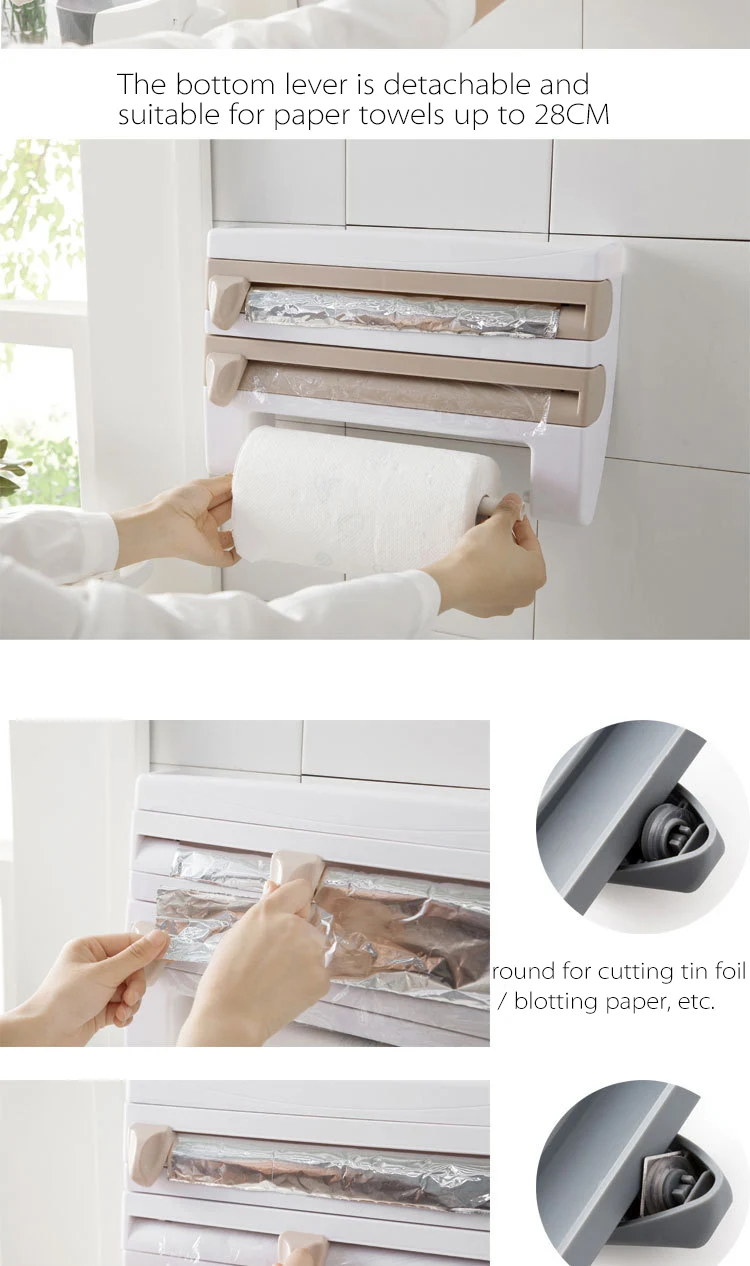 Универсальная полка коробка для хранения бумажный держатель пластиковый нож для пленки дозатор защитной пленки разделочный кухонный нож аксессуары для дома