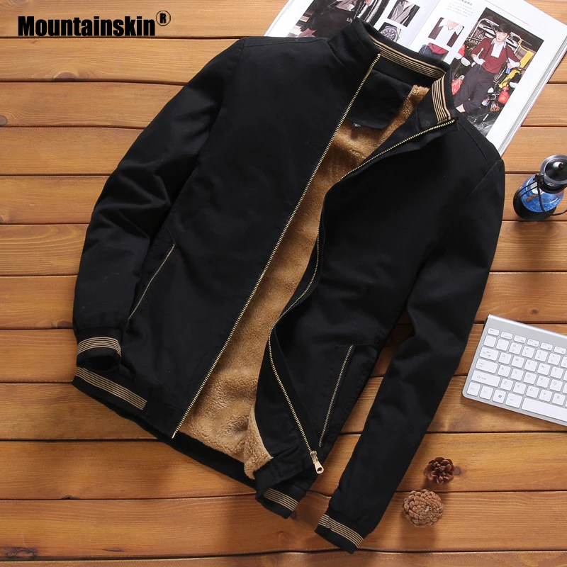 Billige Mountainskin Fleece Jacken Mens Pilot Bomber Jacke Warme Männlichen Mode Baseball Hip Hop Mäntel Slim Fit Mantel Marke Kleidung SA690