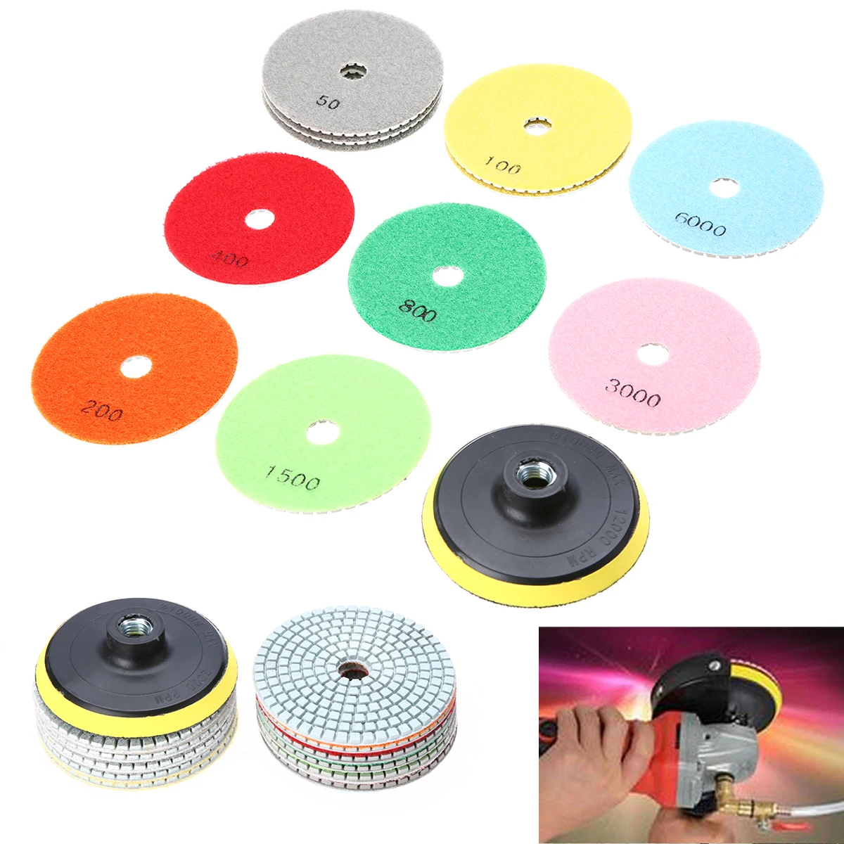 12pcs Diamond Polishing Pads 4 inch Polishing Tool Grinding Wheel