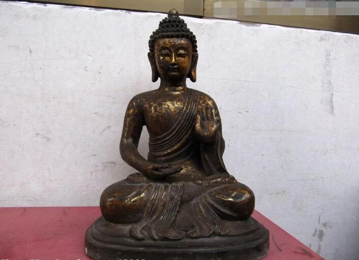 

fast shipping USPS to USA S2909 Nepal Buddhism Temple Classical Copper Bronze Tathagata Sakyamuni Buddha Statue
