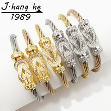 J. hanghe bijoux acier inoxydable femme Hommes Роскошные браслеты с цирконием, браслеты с магнитной пряжкой, провода для мужчин и женщин, ювелирные изделия