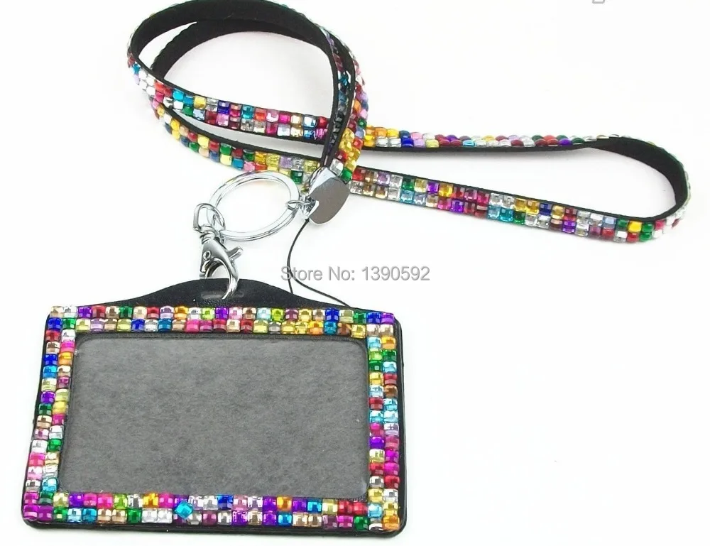 Excellent Free shipping 100 pcs/lot Rhinestone Bling Lanyard with Horizontal Lined ID Badge Holder and Key Chain 3 Excellent Free shipping 100 pcs/lot Rhinestone Bling Lanyard with Horizontal Lined ID Badge Holder and Key Chain 3