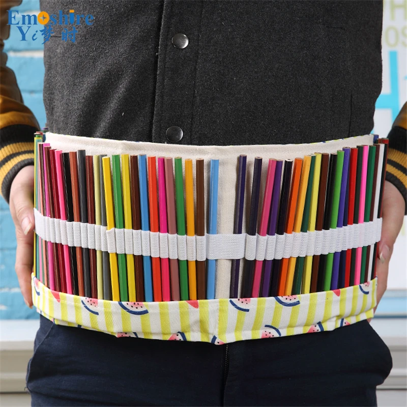 Emoshire Korean version of the fruit watermelon pen curtain roll pencil bag 364872 hole large capacity student canvas painting art pencil bag (2)