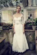 2014 New Fashion High Quality A line Sweetheart Neck Lace Crystals Wedding Dress Bridal Gown Custom Made Size
