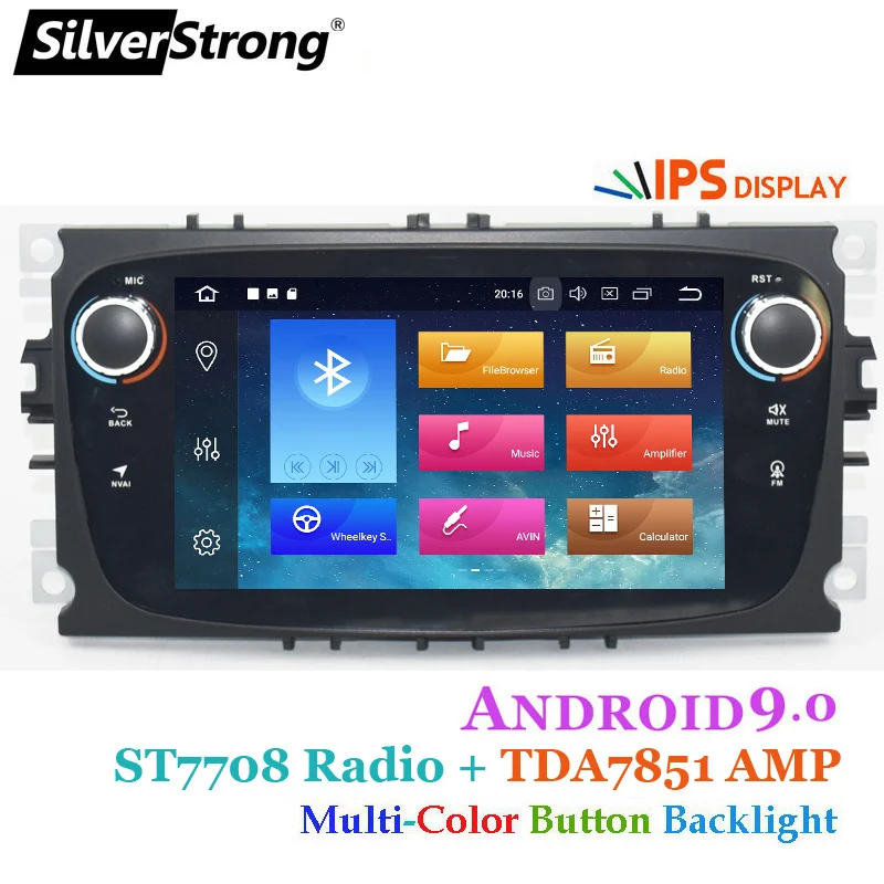 

SilverStrong 7inch Android9.0 IPS Car GPS For Ford Focus 2 Mondeo Galaxy full touch no DVD optional TPMS DVR CANBUS