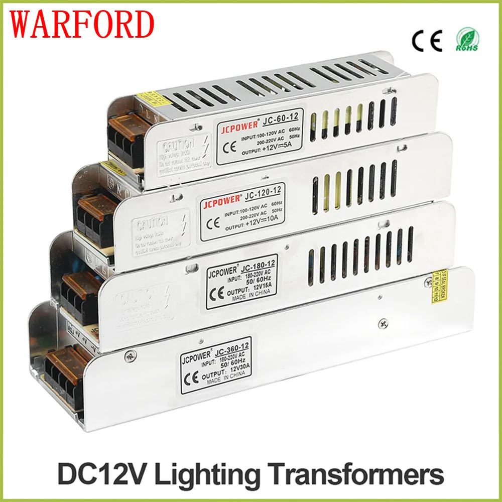

LED Power Supply DC12V 60W 120W 180W 200W 240W 360W LED Driver Power Adapter Lighting Transformers Free shipping