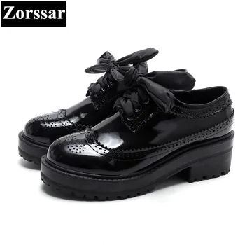 

Women Patent Leather Vintage Flat Oxford Shoes Woman Flats shoes 2017 Fashion tassel British style Brogue Oxford women shoes