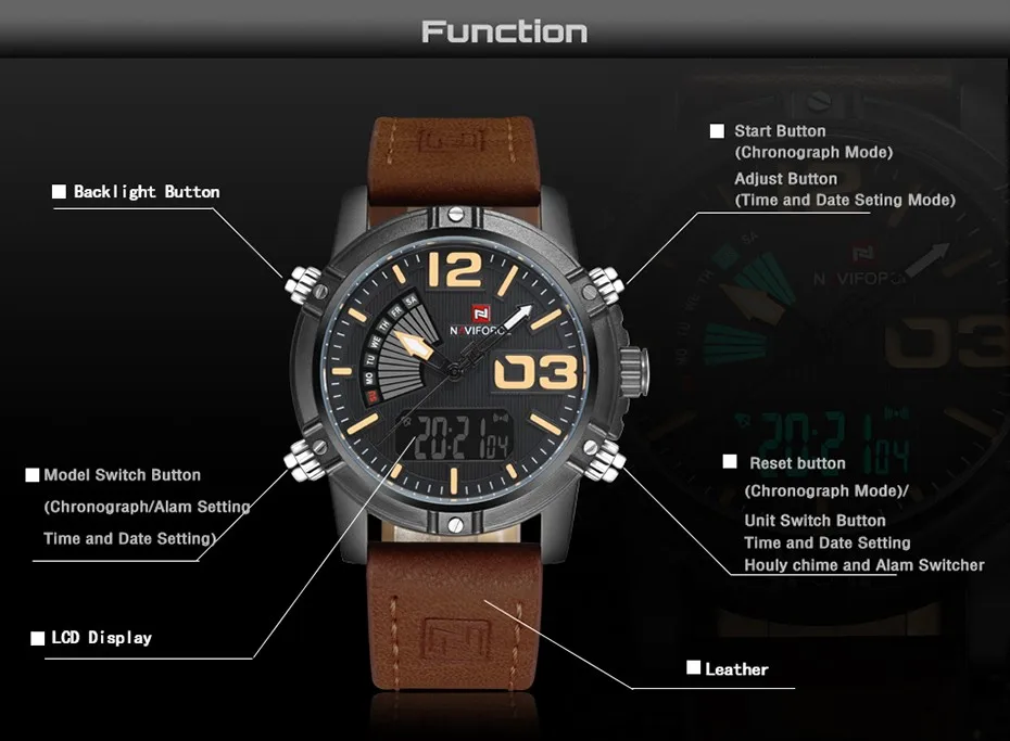 2019 NAVIFORCE Men's Fashion Sport Watches Men Quartz Analog Date Clock Man Leather Military Waterproof Watch Relogio Masculino