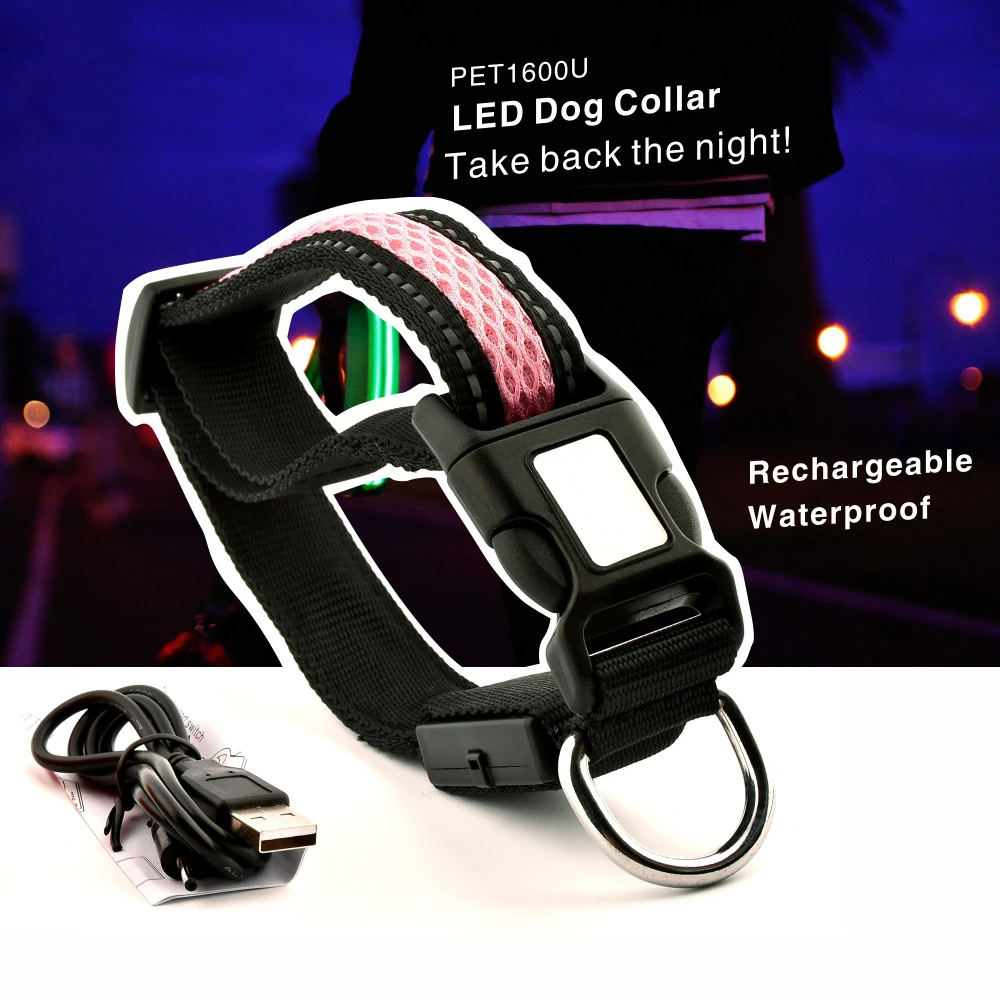 2018 Pet Night Safety LED Dog Collar Rechargeable Flashlight Light up