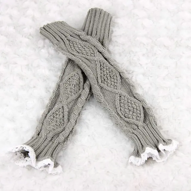 Новые однотонные длинные перчатки-митенки для рук, женские вязаные перчатки для запястья, локоть, кружевные вязаные перчатки без пальцев, зимние перчатки унисекс, мягкие, сохраняющие тепло - Цвет: Light Gray