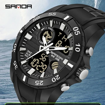 

SANDA New S Shock Men Sports Watches Big Dial Quartz Digital Watch For Men Luxury Brand LED Military Waterproof Men Wristwatches