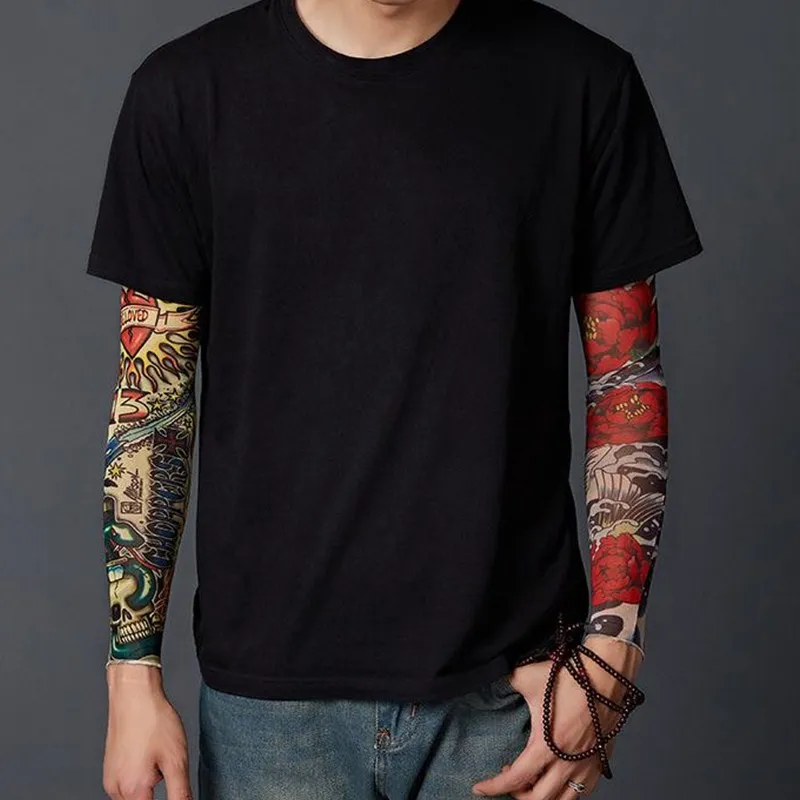 

3D Elastic Arm Sleeves Temporary =Tattoo Sleeve Body Arm Stockings Sleevelet Cool Body Art Skull Skeleton Arm Warmers Men Women
