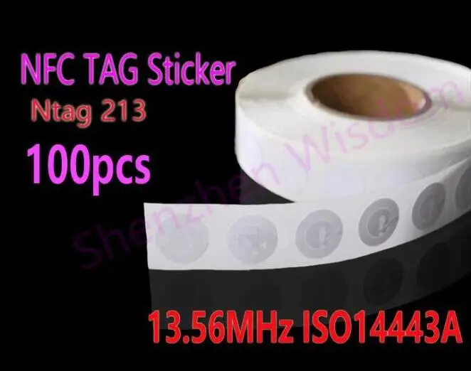 100pcs NFC Stickers Ntag213 RFID Tag 13 56MHz ISO14443A NFC Sticker for all NFC phones