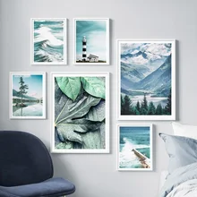 Морской лист горный дерево Пейзаж Wall Art Холст Картина Nordic Плакаты и принты украшения картинки для Декор в гостиную