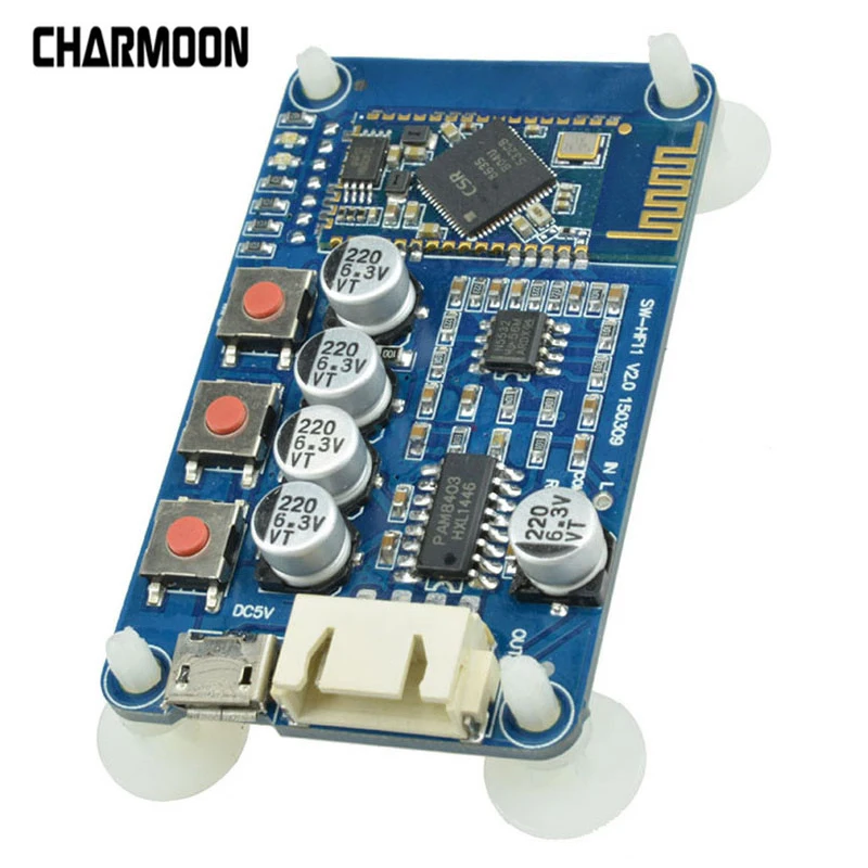 

Stereo Amplifier Module Bluetooth 4.0 HF11 CSR8635 PAM8403 Digital Audio Receiver Board 5V Mini USB Automatic Connection