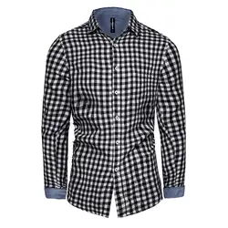 Дропшиппинг 2018 новый модный бренд Camisa Masculina с длинным рукавом клетчатая рубашка мужская повседневная клетчатая рубашка мужская рубашка