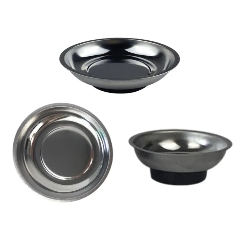 

4 Inches Round Magnetic Screws Tools Parts Tray Holder Stainless Steel Heavy Duty New