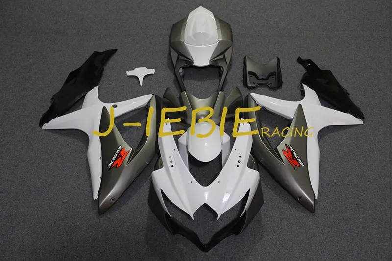 

White gray black Injection Fairing Body Work Frame Kit for SUZUKI GSXR 600/750 GSXR600 GSXR750 2008 2009 2010