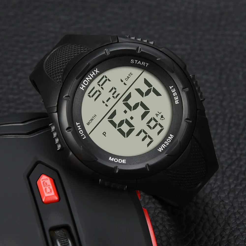 

Watches Men Boys LED Digital Alarm Sport Silicone Military Army Wristwatch Bracelet Clock Wrist Watch Relogio Masculino 2018 B#