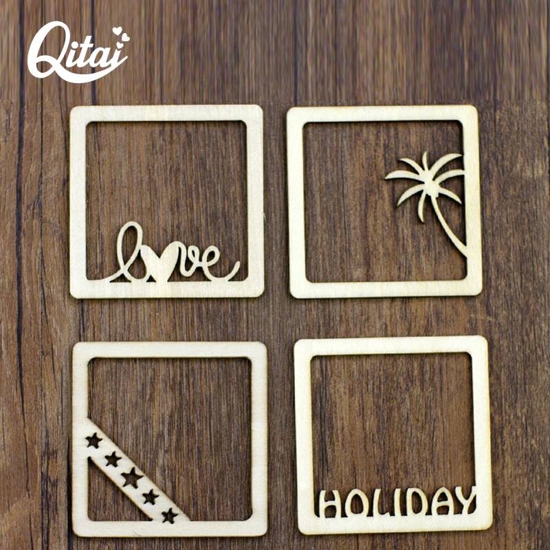 

QITAI 48 Pieces/lot Primary Wood Frame Pastoral Creative Fashion Vintage Photo Frame Wall Hangings Home Decoration Gift Wf053